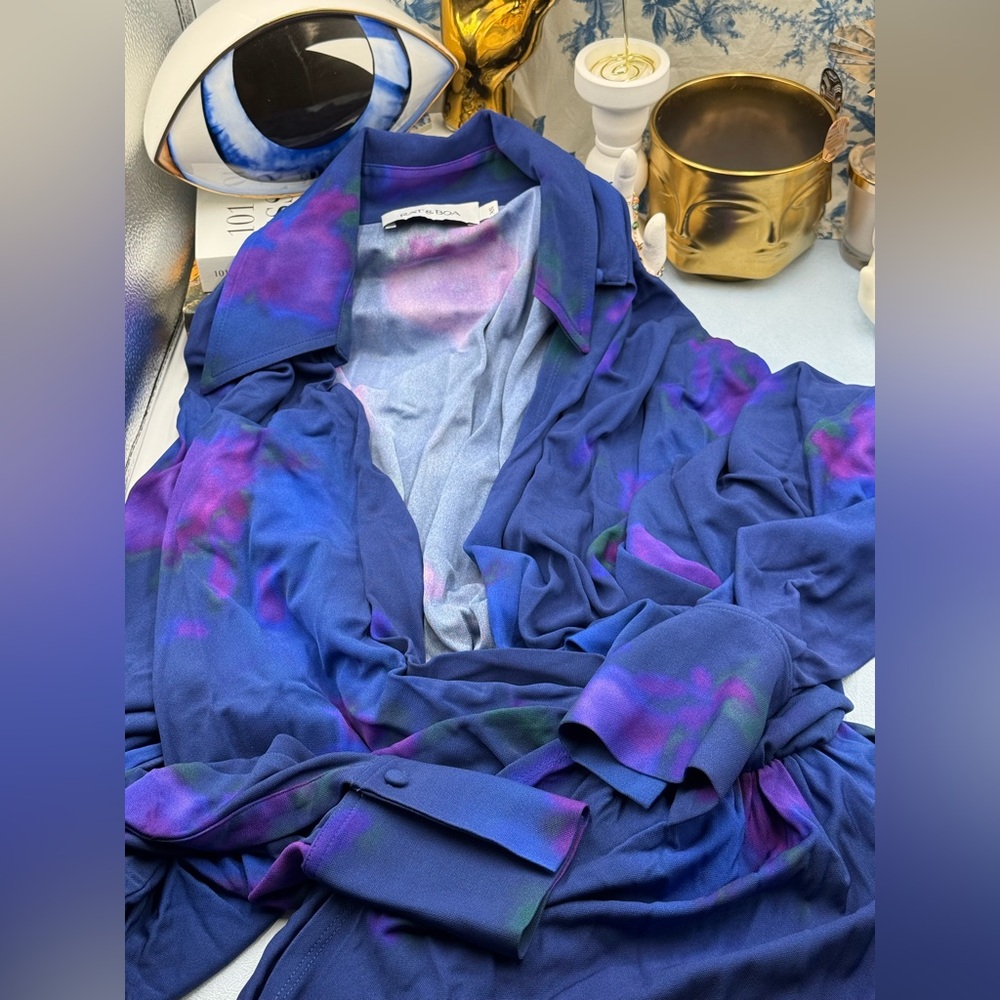🆕 RAT & BOA 🧿 NWOT Volana Blue and Purple Floral Printed Cowl Neck Mini, Sz XS - Picture 14 of 17